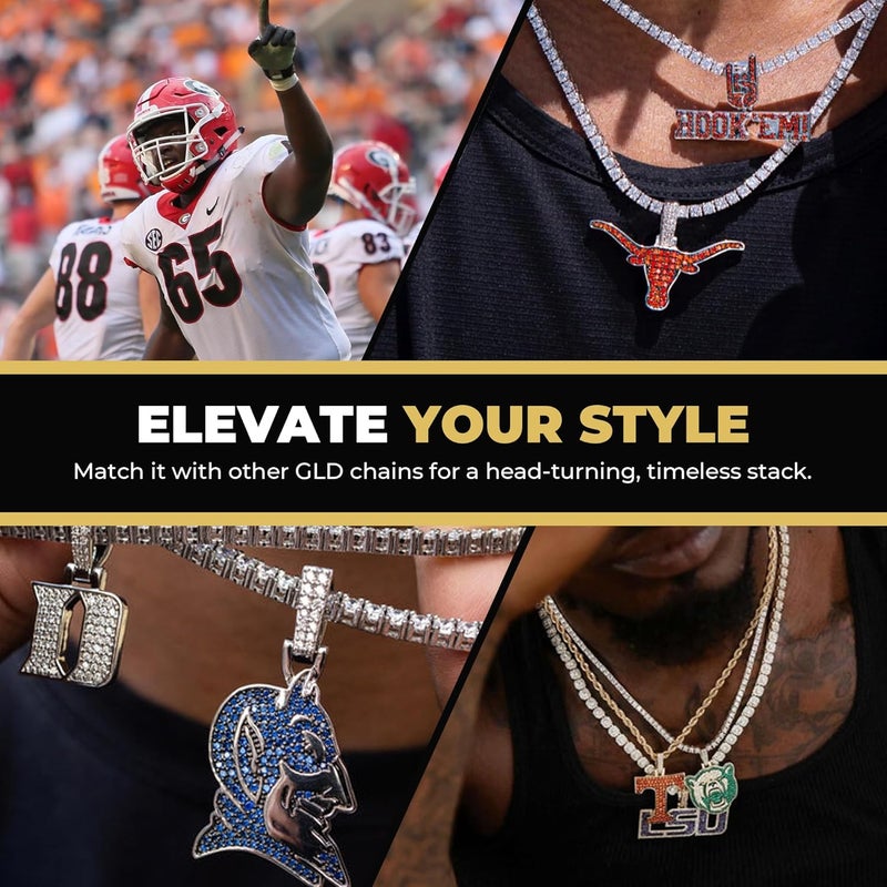 GLD Officially Licensed NCAA College Sports Team Micro Logo Pendant - Gold Plated Iced Out Necklace Charm - Image 4